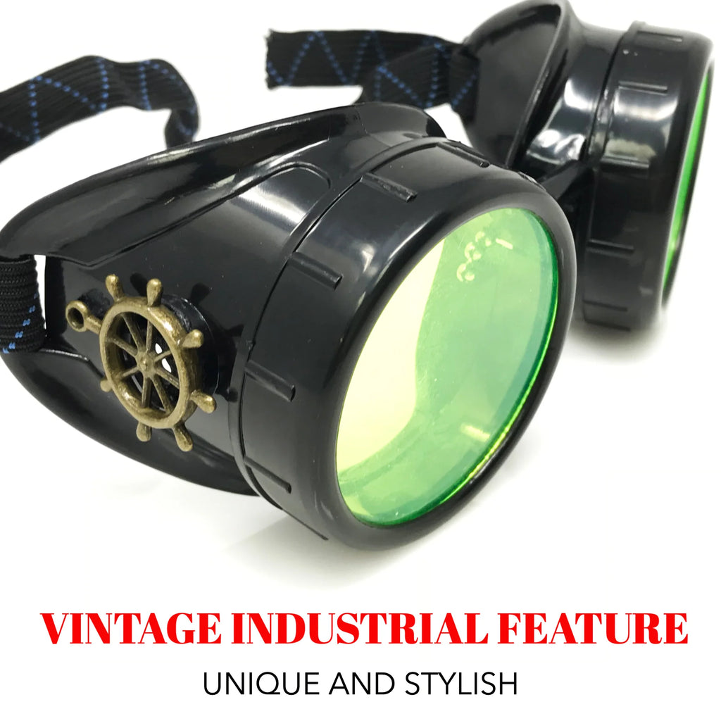 Steampunk Mad Scientist Goggles UV Glow Neon Rave Lenses