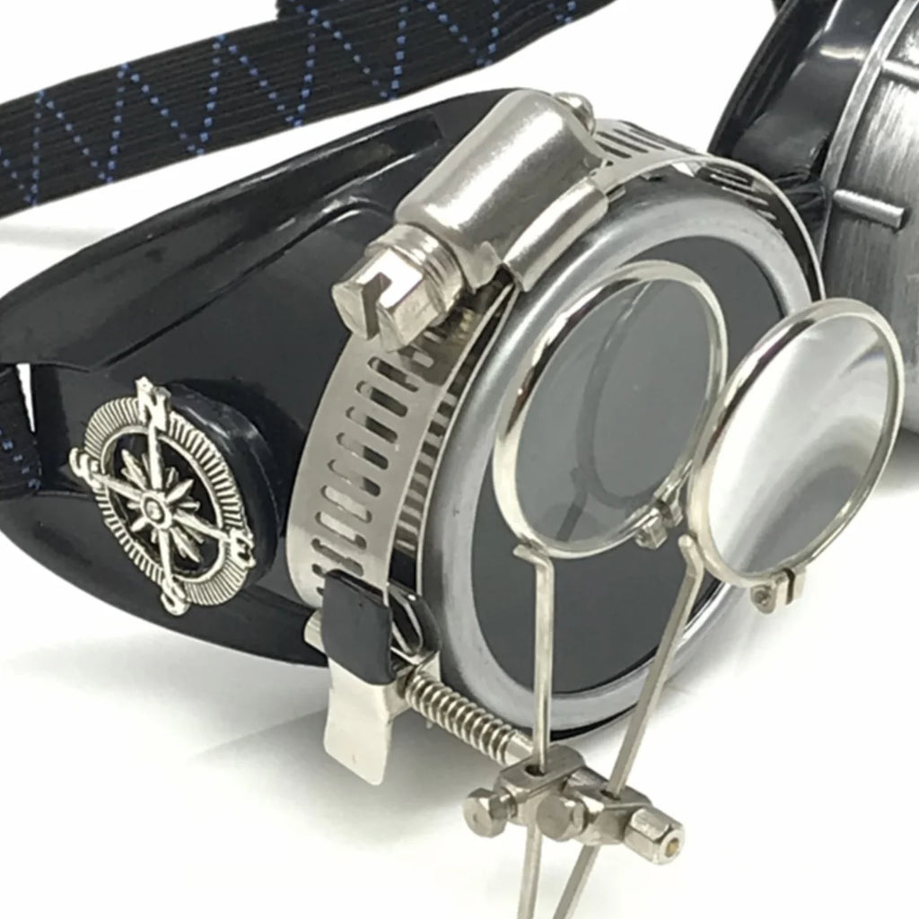Diesel Goth Punk Vespa Goggles With Magnifying Eye Loupes Black Lenses - iEDM