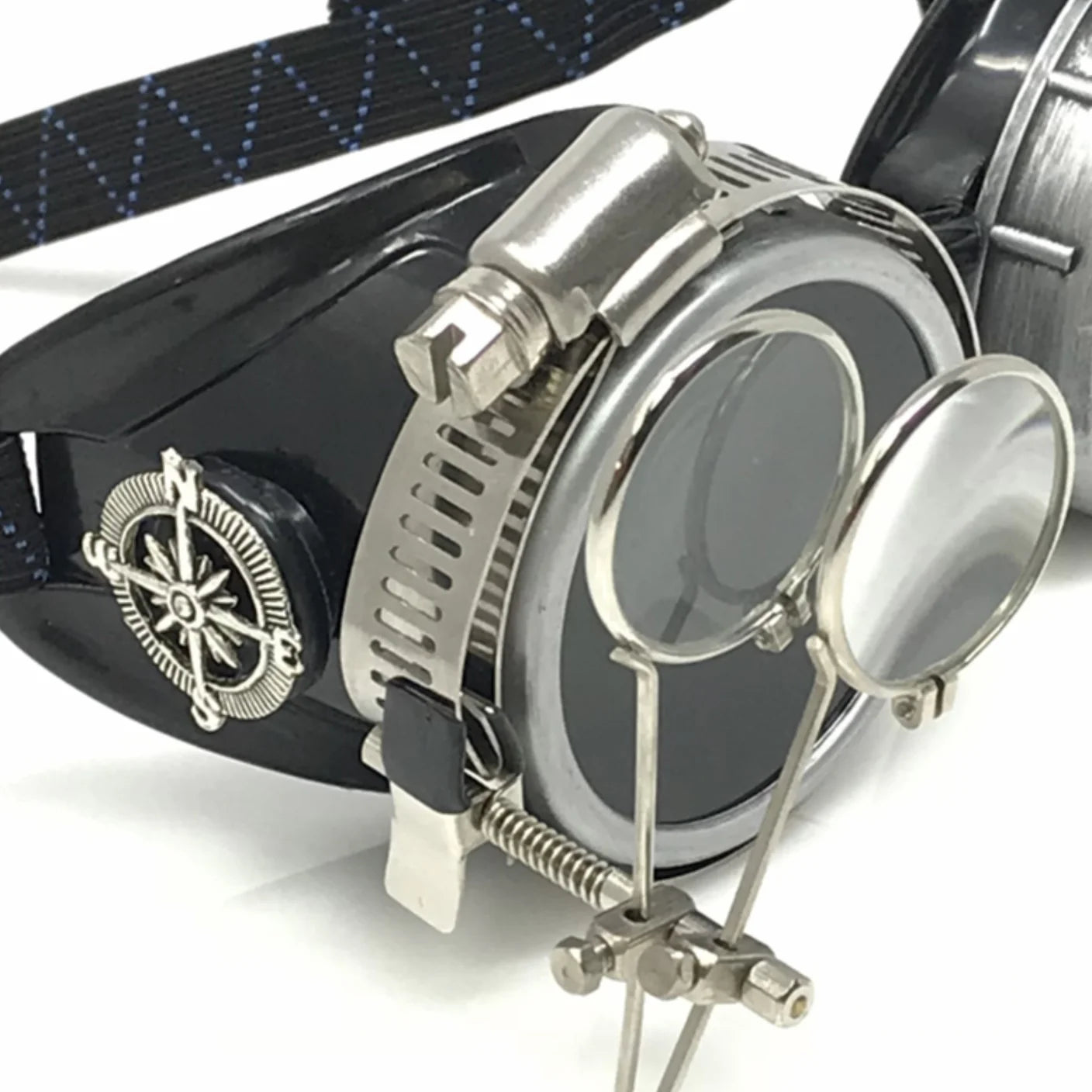 Diesel Goth Punk Vespa Goggles With Magnifying Eye Loupes Black Lenses - iEDM