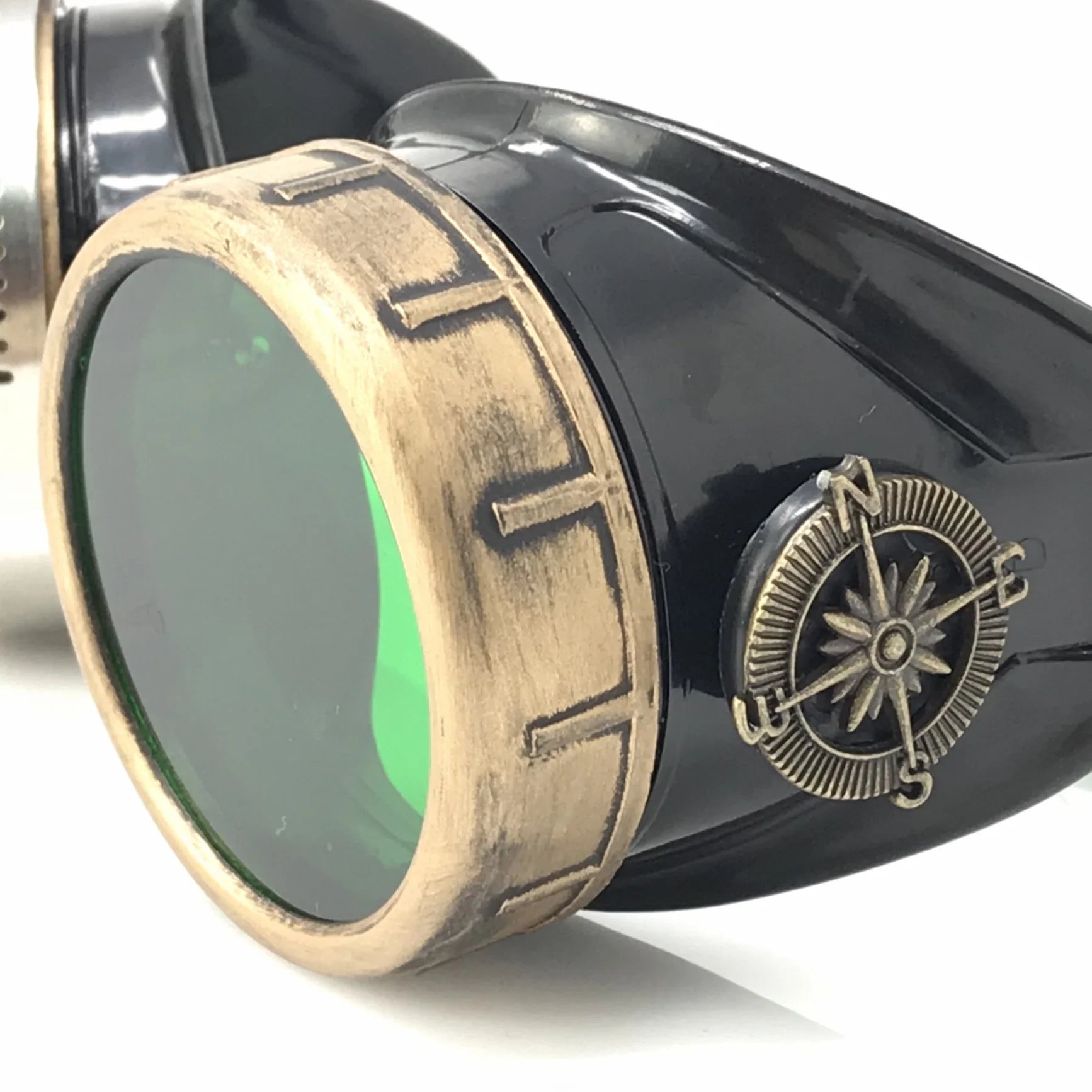 Steampunk Goggles With Magnifying Loupes Green Lenses - iEDM