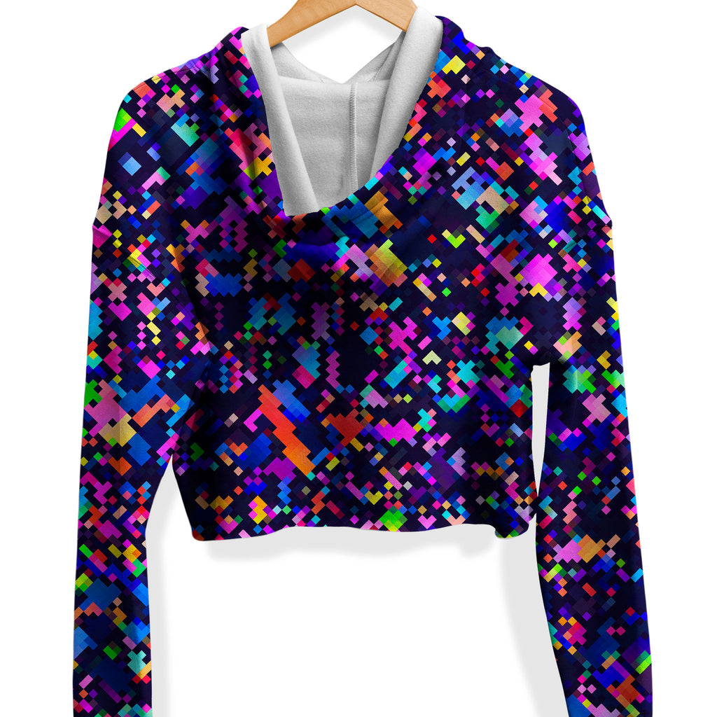 8-Bit Confetti Fleece Crop Hoodie, Art Design Works, | iEDM