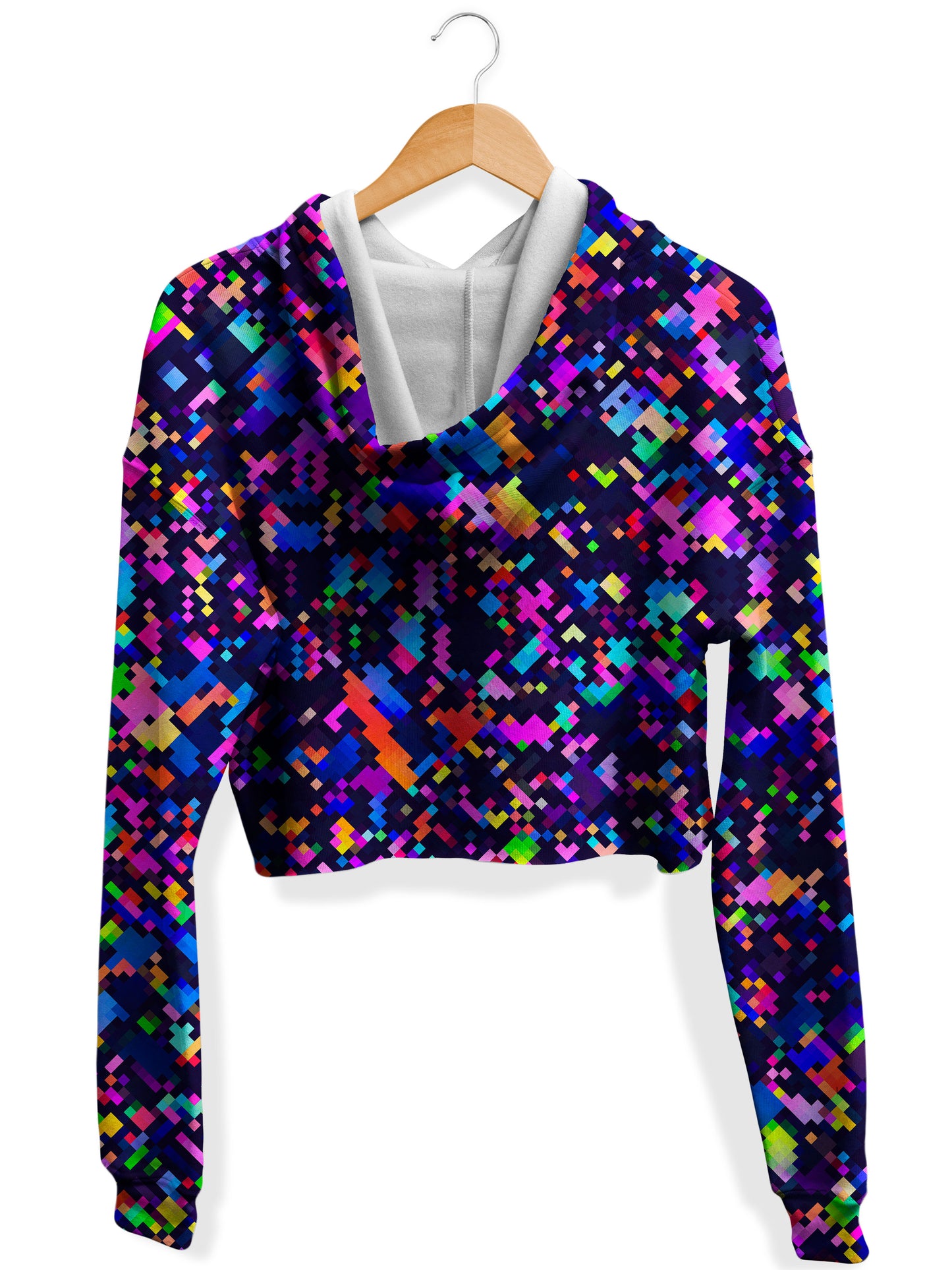 8-Bit Confetti Fleece Crop Hoodie, Art Design Works, | iEDM