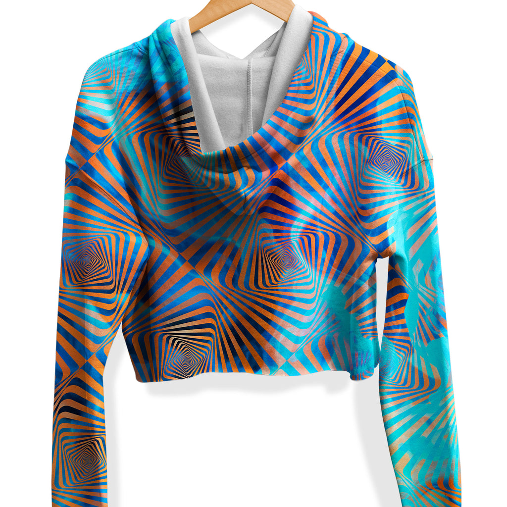 Aqua Plasma Fleece Crop Hoodie, Art Design Works, | iEDM