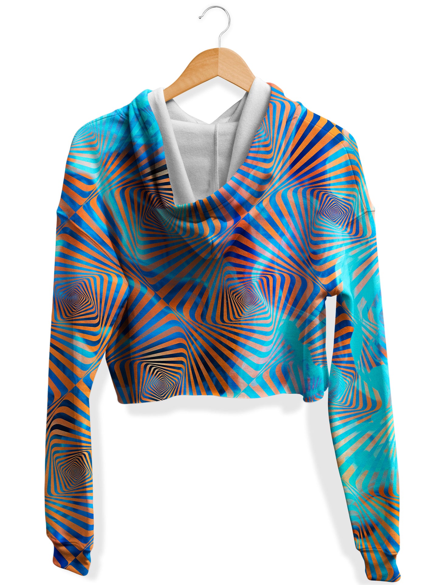 Aqua Plasma Fleece Crop Hoodie, Art Design Works, | iEDM