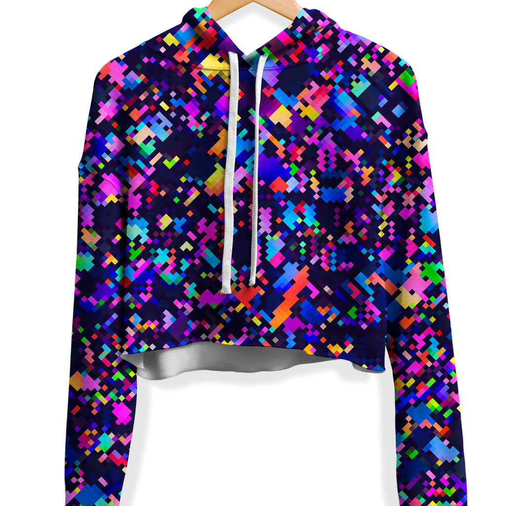 8-Bit Confetti Fleece Crop Hoodie, Art Design Works, | iEDM