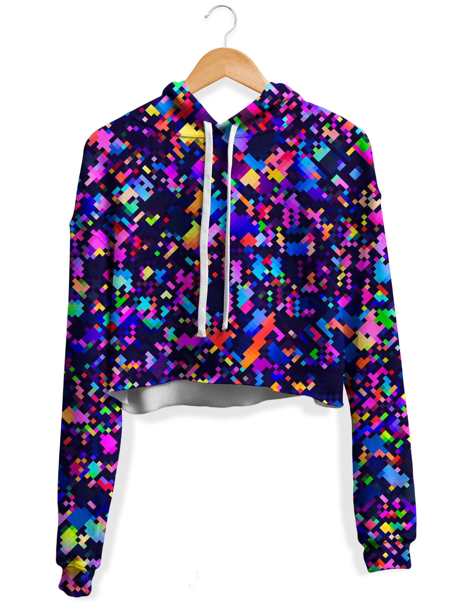 8-Bit Confetti Fleece Crop Hoodie, Art Design Works, | iEDM