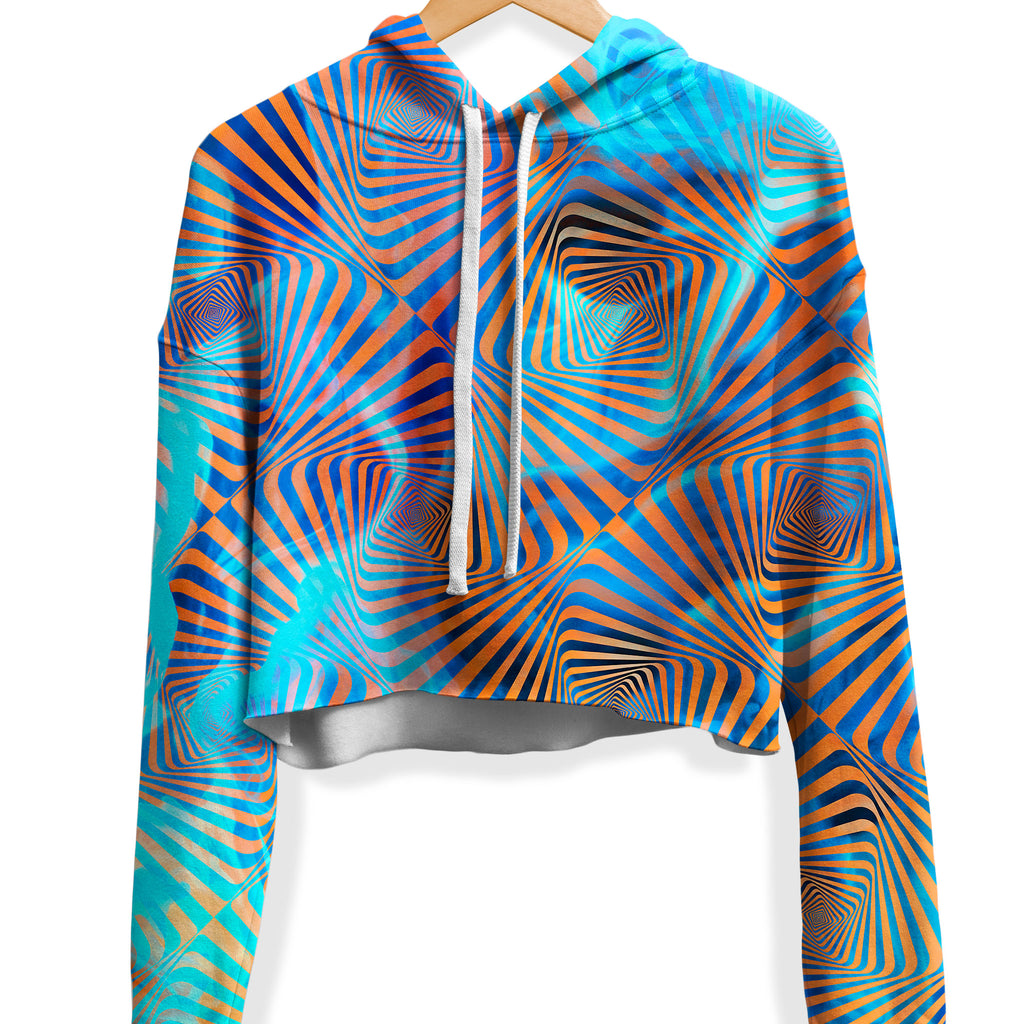 Aqua Plasma Fleece Crop Hoodie, Art Design Works, | iEDM