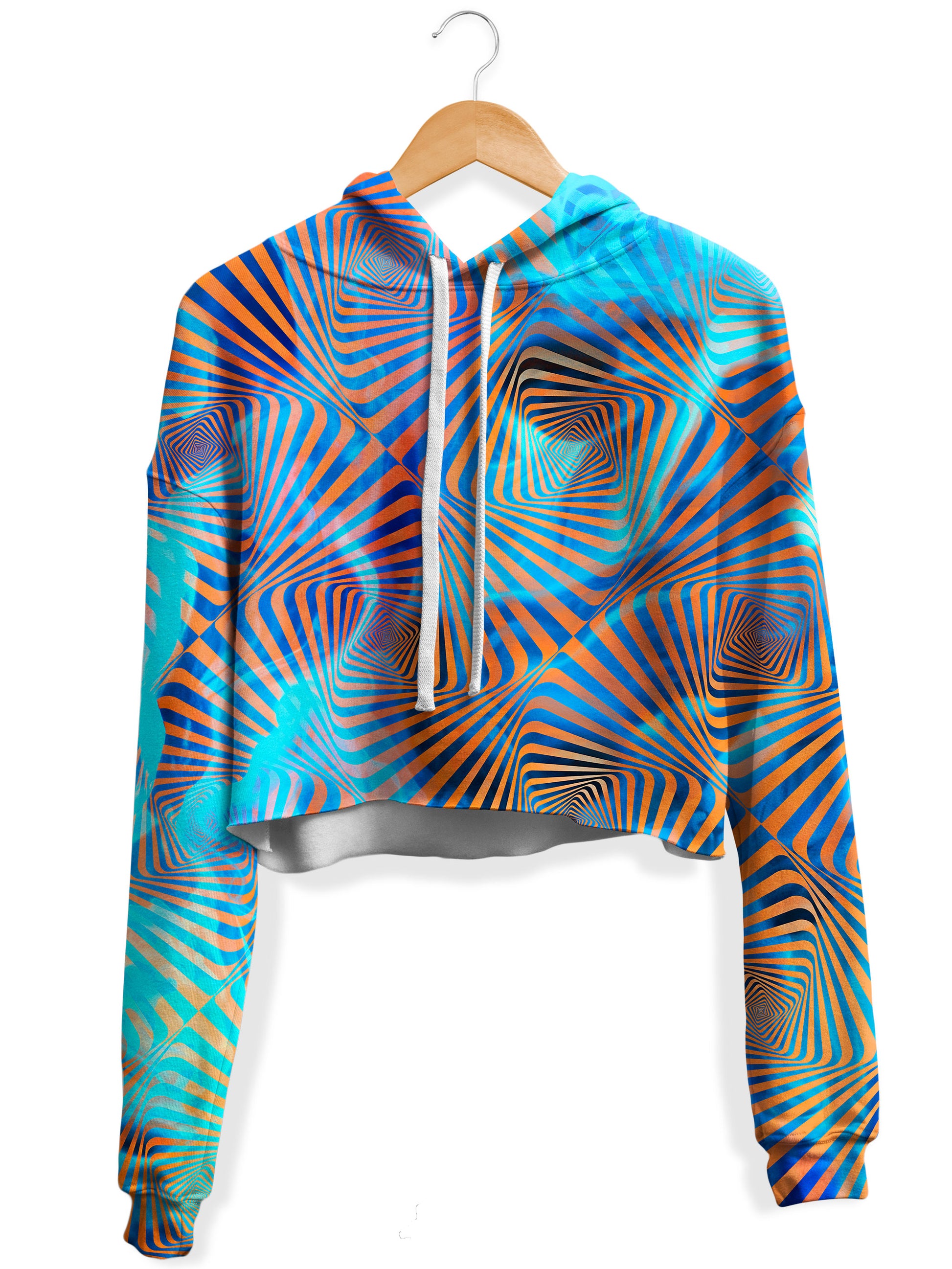 Aqua Plasma Fleece Crop Hoodie, Art Design Works, | iEDM