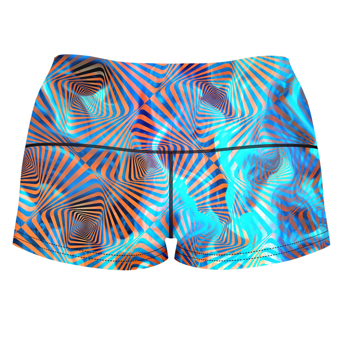 Aqua Plasma High-Waisted Women's Shorts, Art Design Works, | iEDM