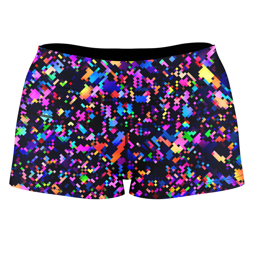 8-Bit Confetti High-Waisted Women's Shorts, Art Design Works, | iEDM