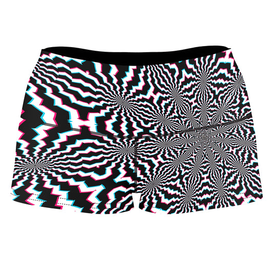 Fractal Ripples High-Waisted Women's Shorts, Art Design Works, | iEDM