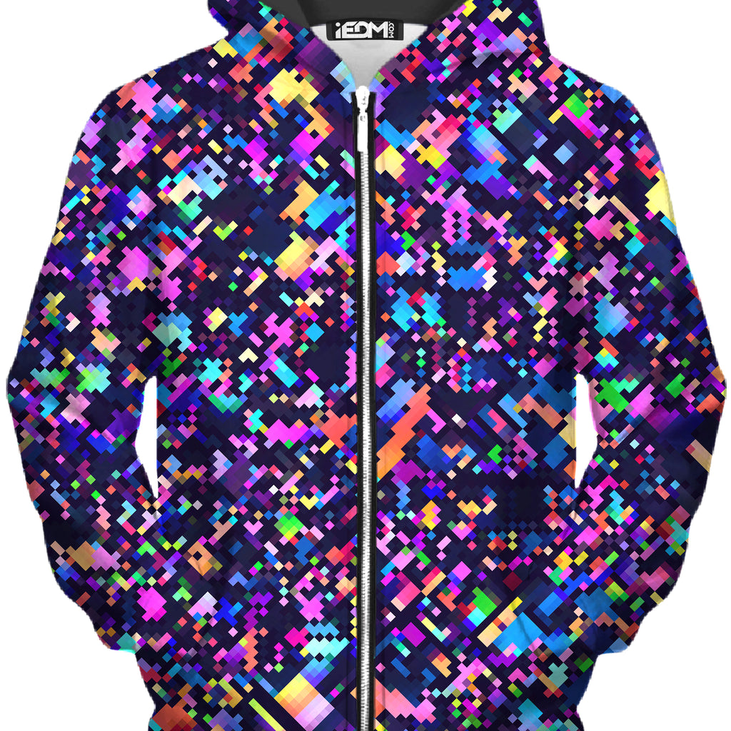 8-Bit Confetti Unisex Zip-Up Hoodie, Art Design Works, | iEDM