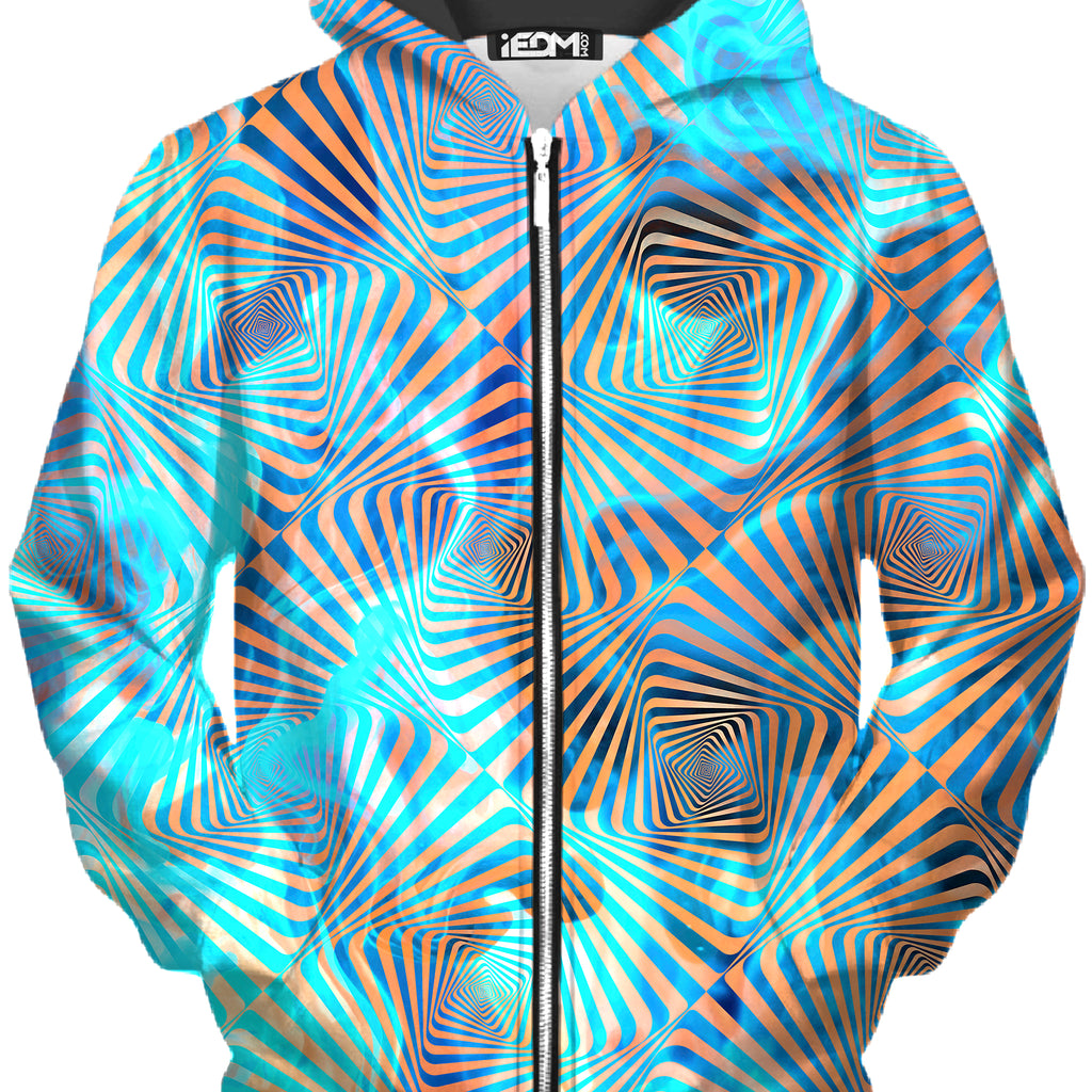 Aqua Plasma Unisex Zip-Up Hoodie, Art Design Works, | iEDM