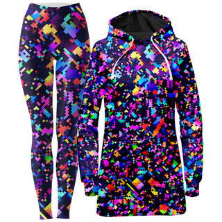 Art Design Works - 8-Bit Confetti Hoodie Dress and Leggings Combo