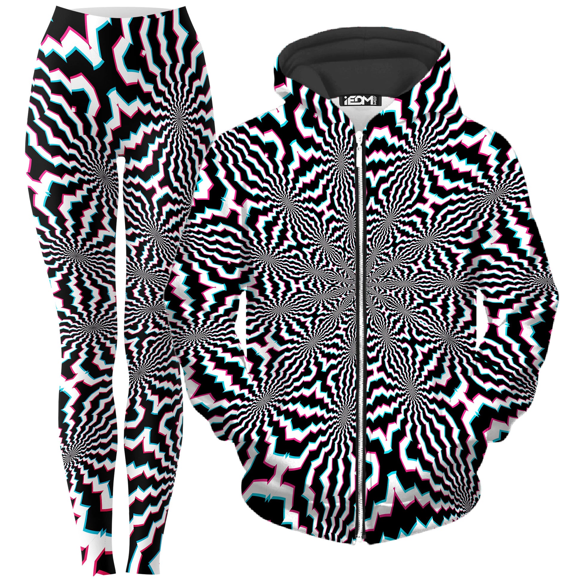 Fractal Ripples Zip-Up Hoodie and Leggings Combo, Art Design Works, | iEDM