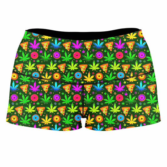 Ganja Motif High-Waisted Women's Shorts - iEDM