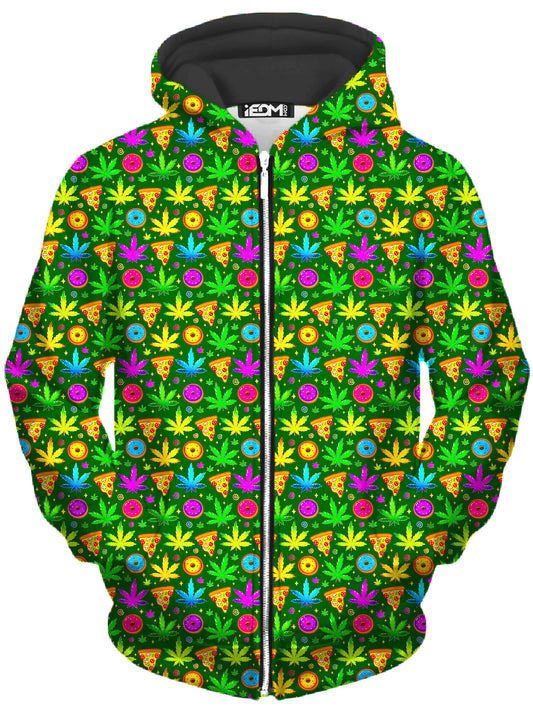 Ganja Motif Unisex Zip-Up Hoodie - iEDM