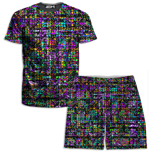 8-Bit Trippy Glitch Men's T-Shirt and Shorts Combo - iEDM