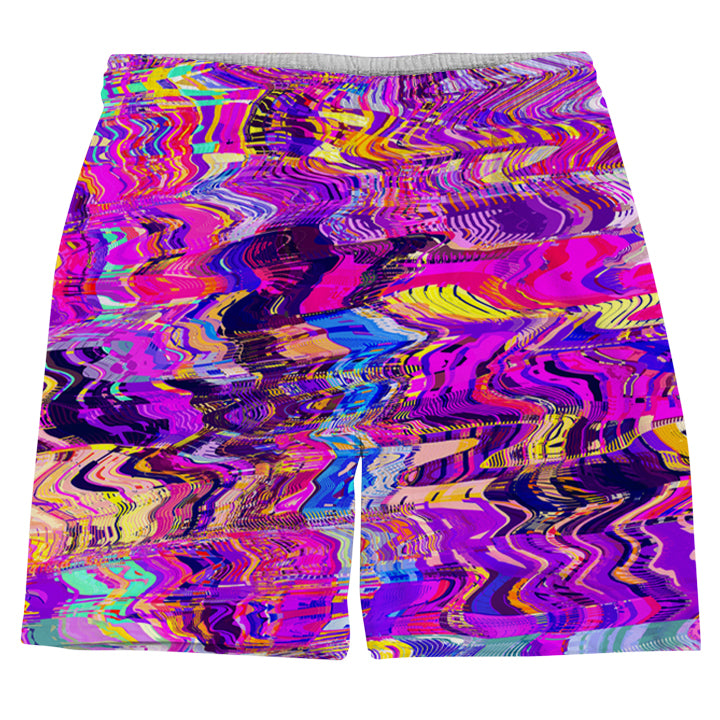 Purple Acid Glitch Waves Men's T-Shirt and Shorts Combo - iEDM