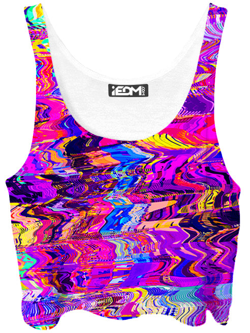 Purple Acid Glitch Waves Crop Top - iEDM