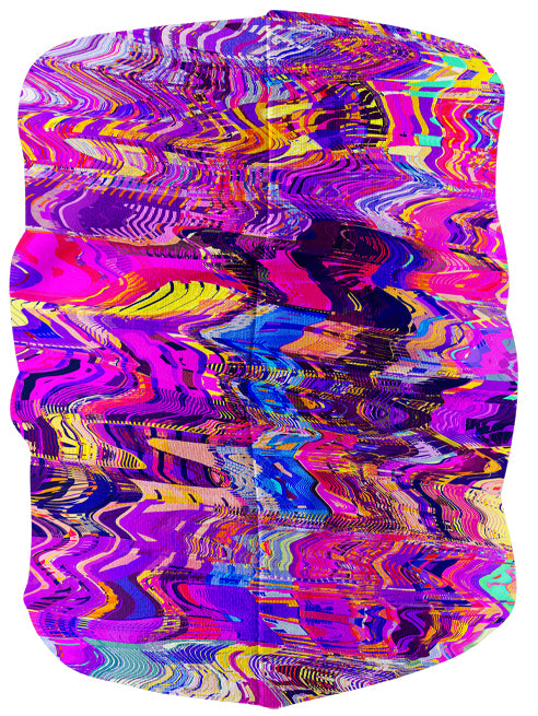 Purple Acid Glitch Waves Bandana Mask - iEDM
