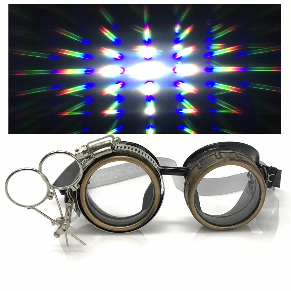 Steampunk Goggles With Magnifying Loupes Crystal Clear Prism Diffraction Lenses - iEDM