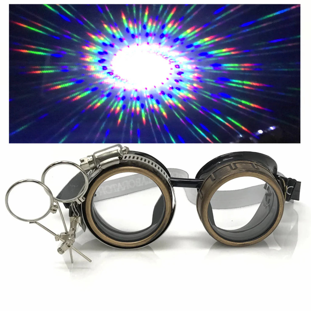 steampunk magnifying goggles Steampunk Goggles With Magnifying Loupes Crystal Clear Spiral Diffract