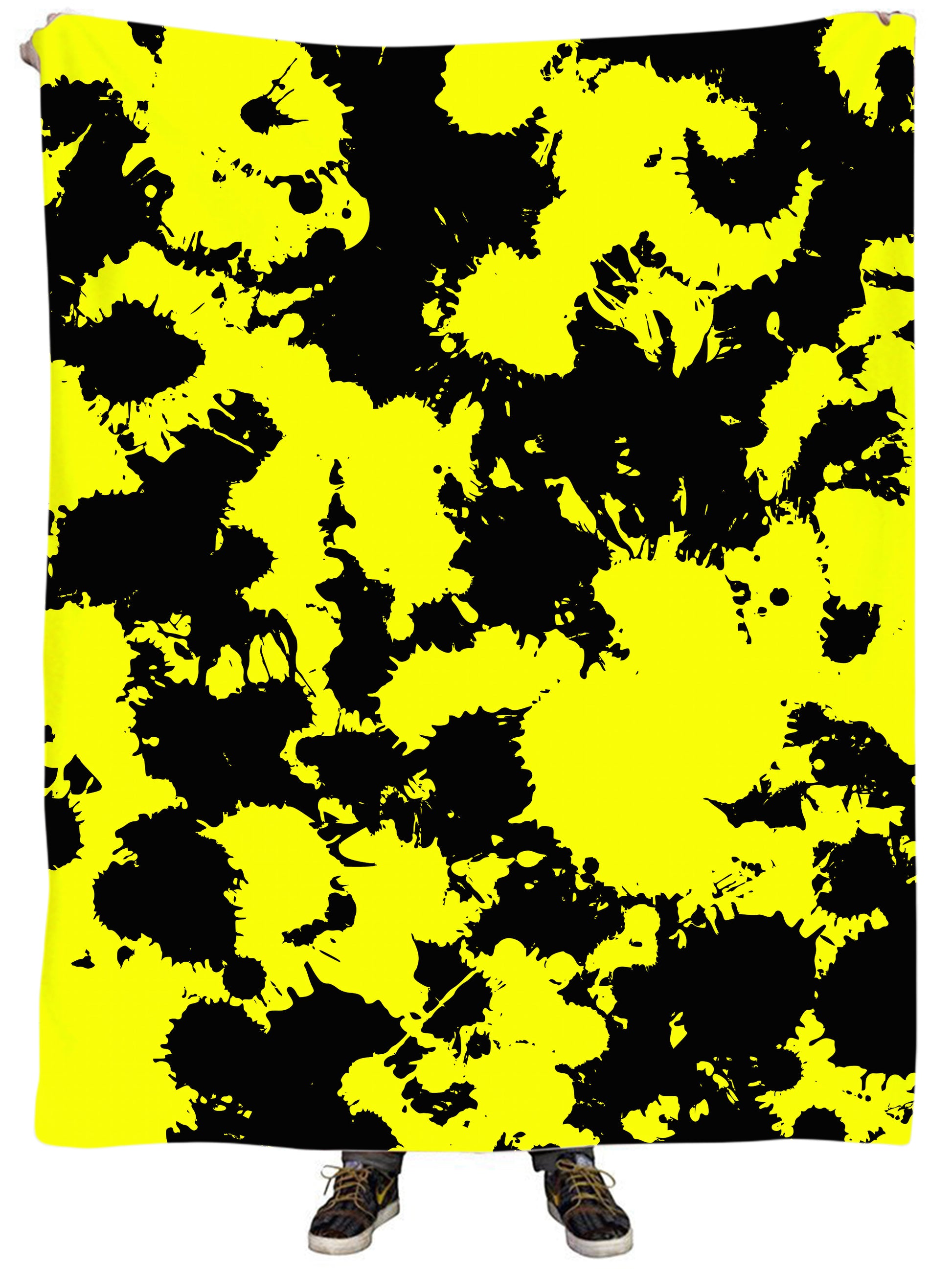 Yellow and Black Paint Splatter Plush Blanket, Big Tex Funkadelic, | iEDM