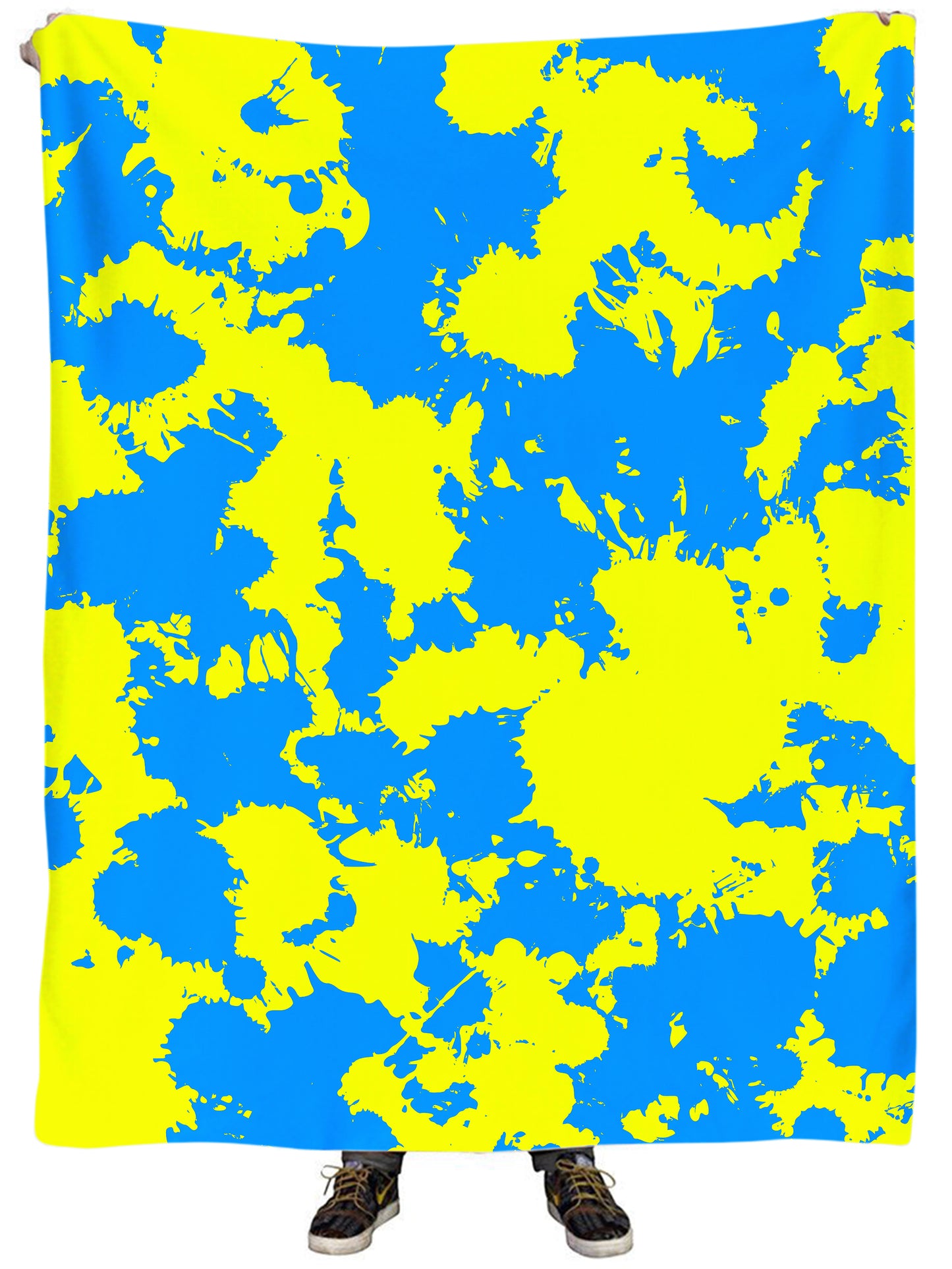 Yellow and Blue Paint Splatter Plush Blanket, Big Tex Funkadelic, | iEDM