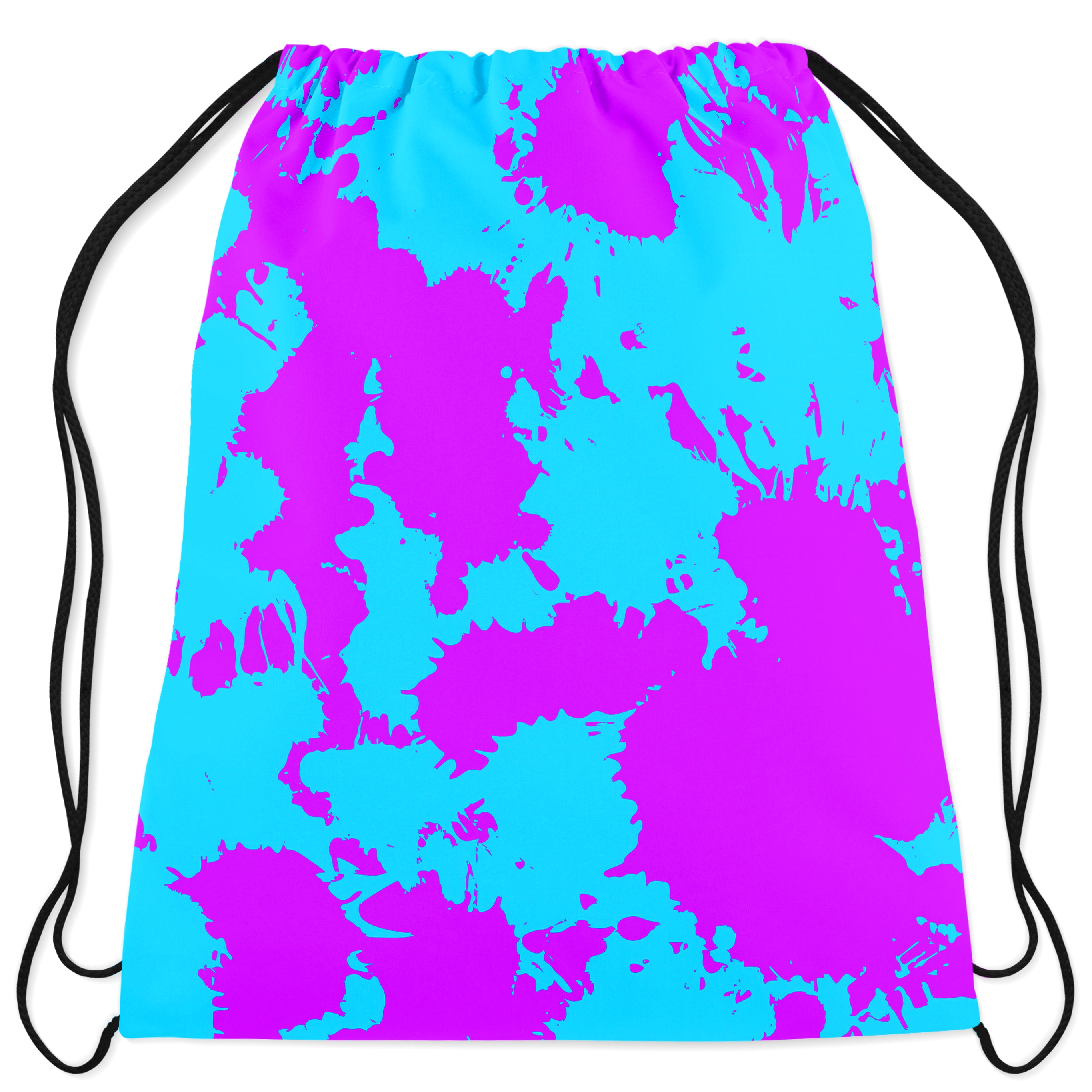 Blue and Purple Paint Splatter Drawstring Bag | iEDM