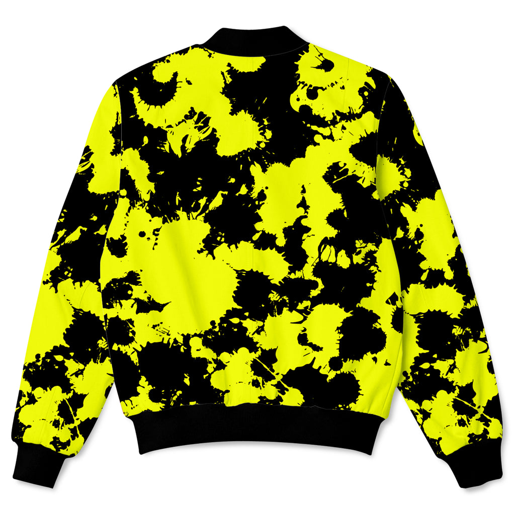 Yellow and Black Paint Splatter Bomber Jacket, Big Tex Funkadelic, | iEDM