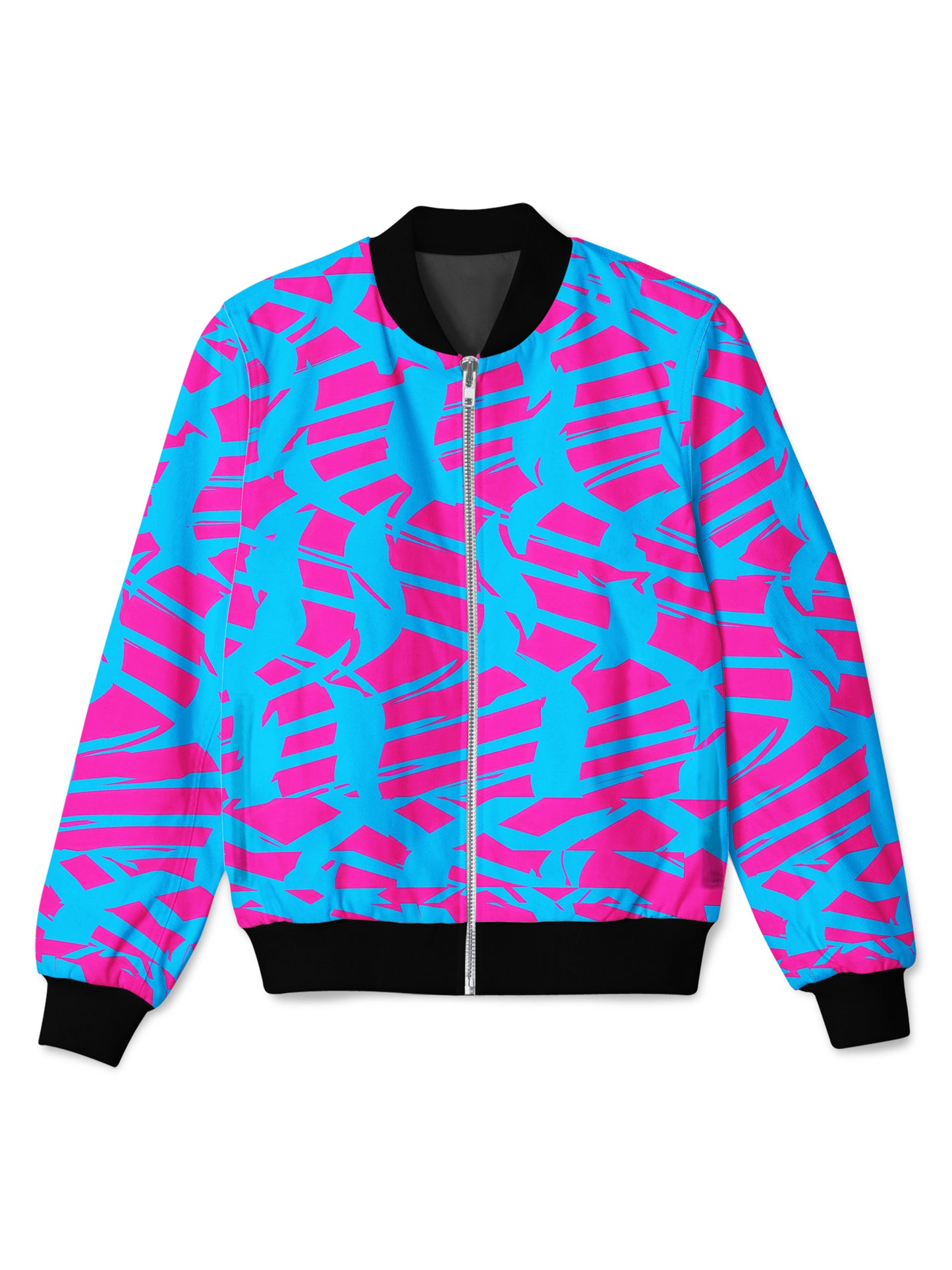 Pink and Blue Squiggly Rave Checkered Bomber Jacket, Big Tex Funkadelic, | iEDM
