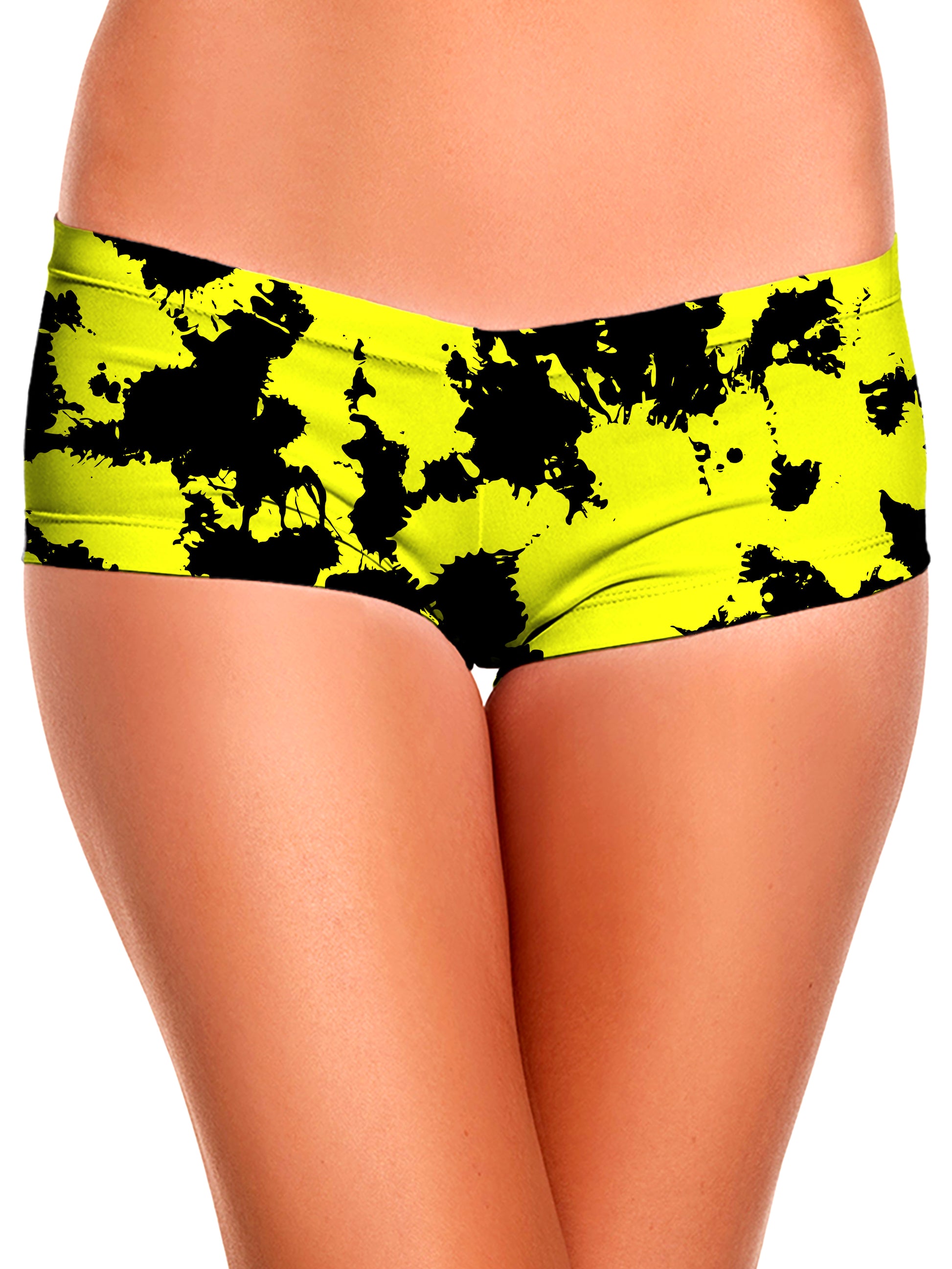 Yellow and Black Paint Splatter Crop Top and Booty Shorts Combo, Big Tex Funkadelic, | iEDM