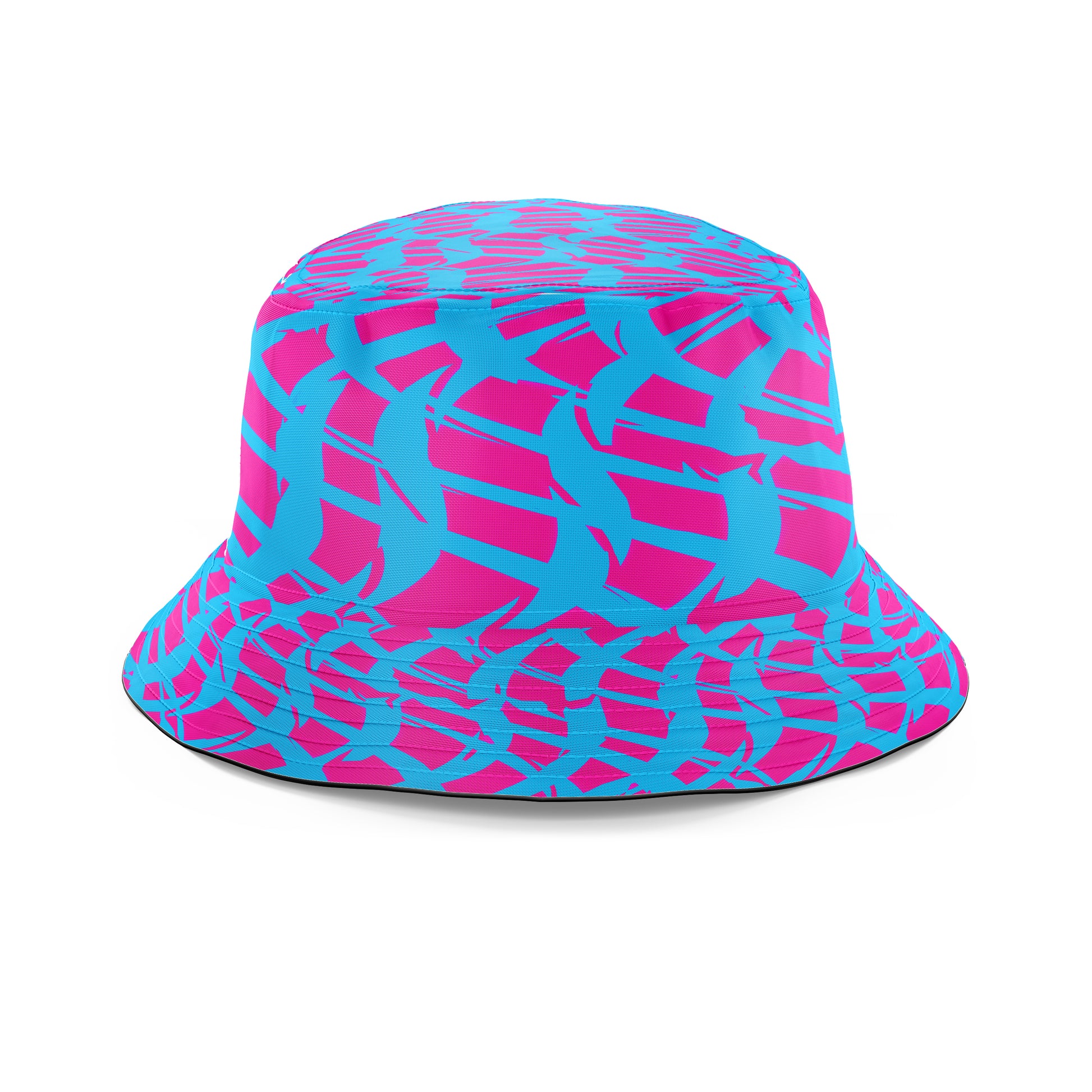 Pink and Blue Squiggly Rave Checkered Bucket Hat, Big Tex Funkadelic, | iEDM