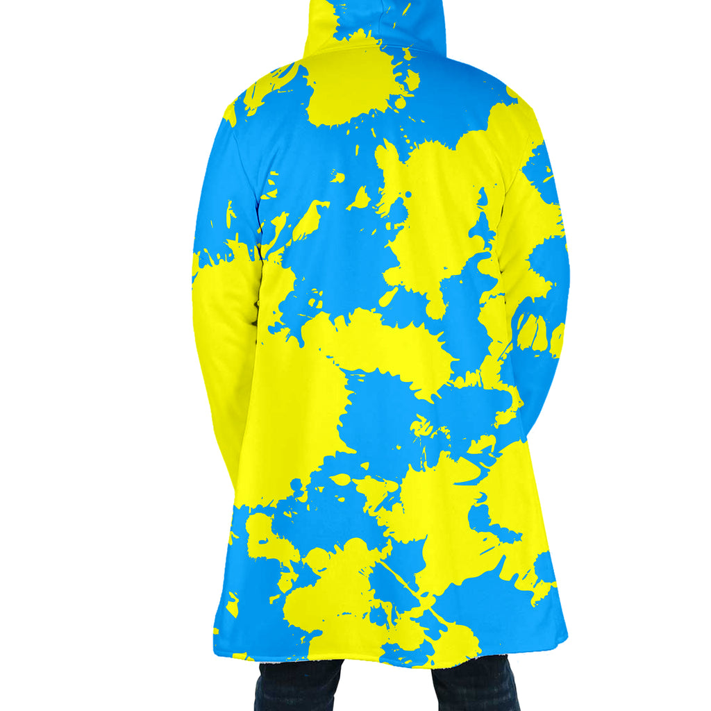 Yellow and Blue Paint Splatter Cloak, Big Tex Funkadelic, | iEDM
