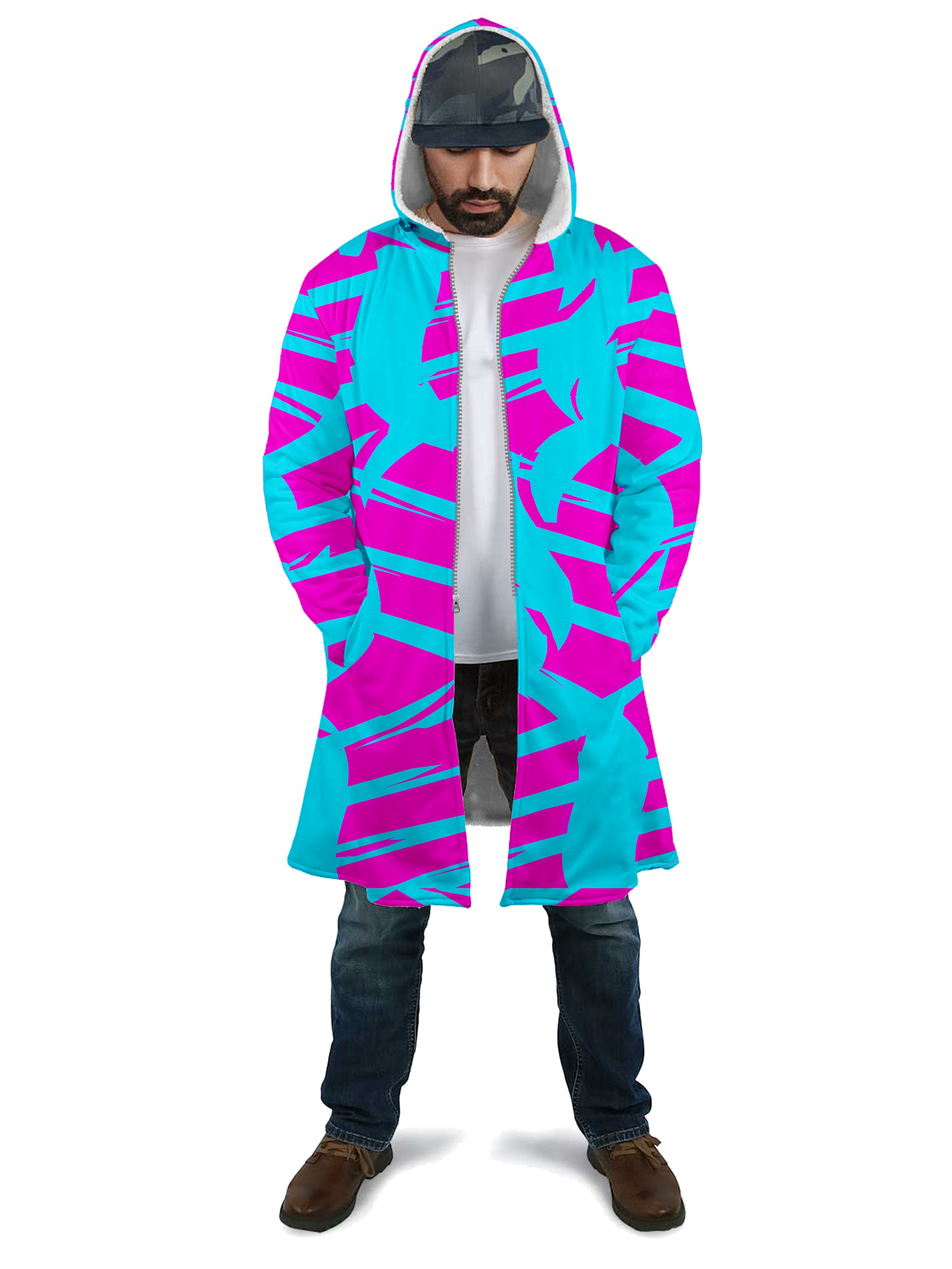 Pink and Blue Squiggly Rave Checkered Cloak, Big Tex Funkadelic, | iEDM