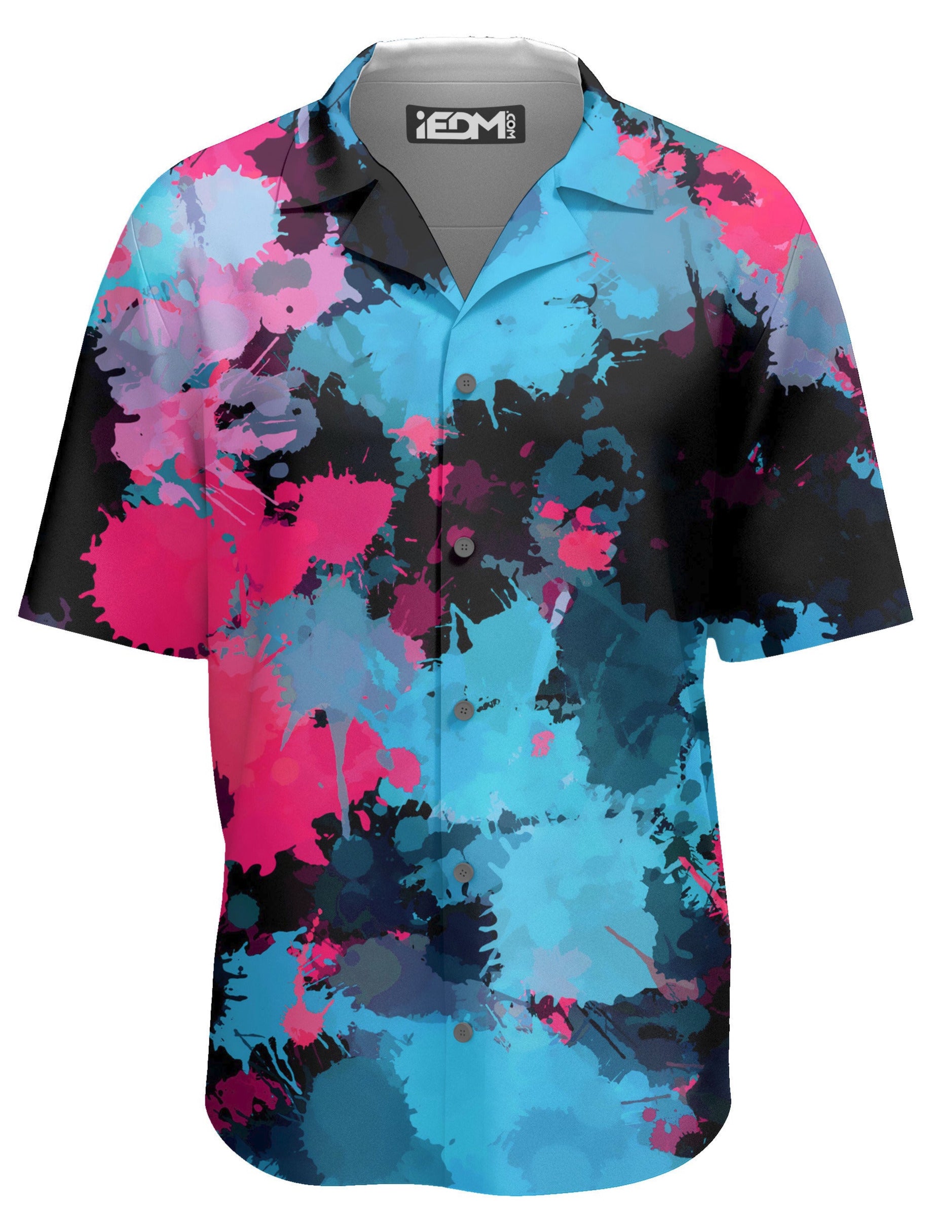 Pink and Blue Paint Splatter Hawaiian Shirt, Big Tex Funkadelic, | iEDM