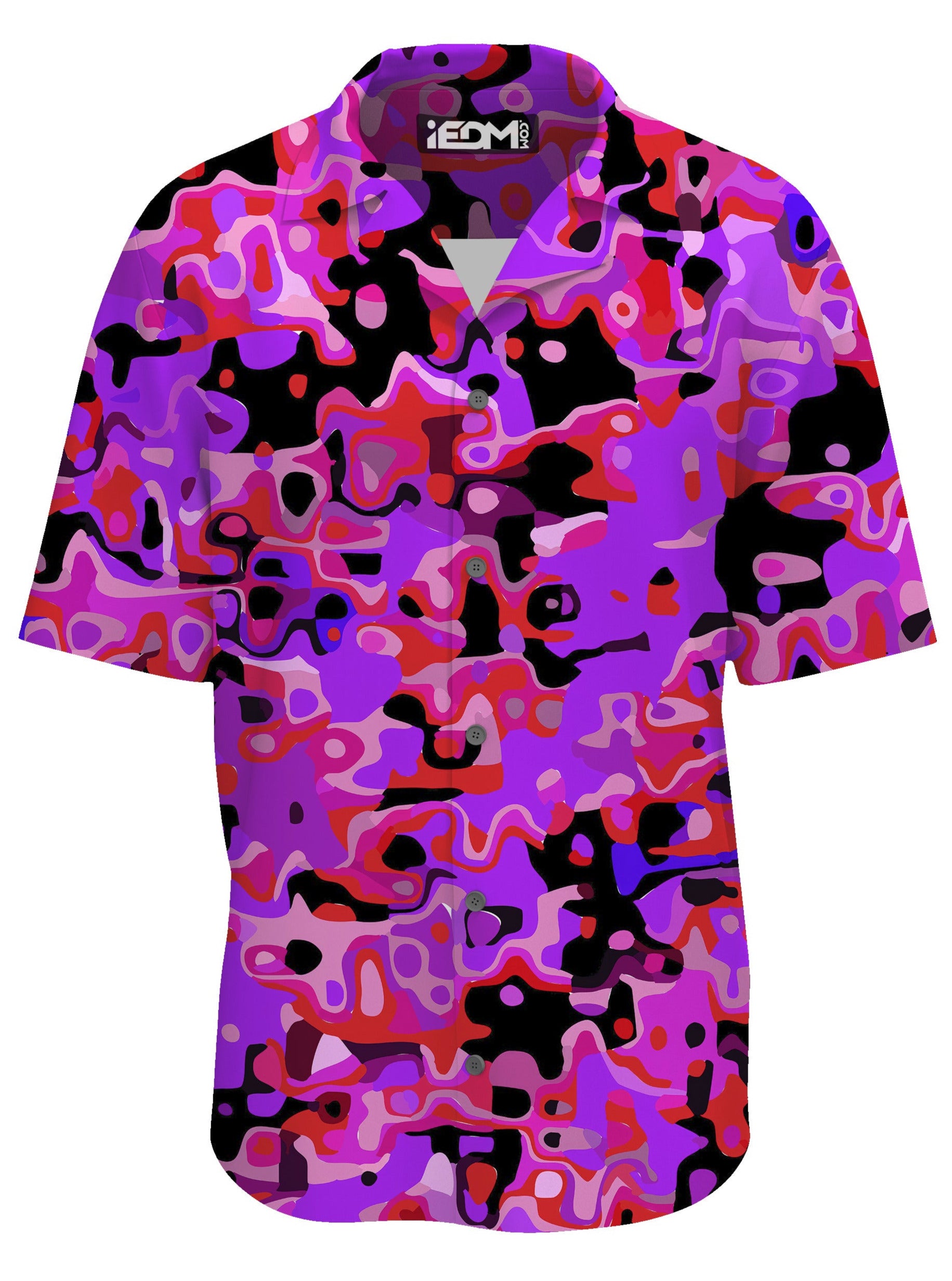 Purple Red and Black Rave Camo Melt Hawaiian Shirt, Big Tex Funkadelic, | iEDM