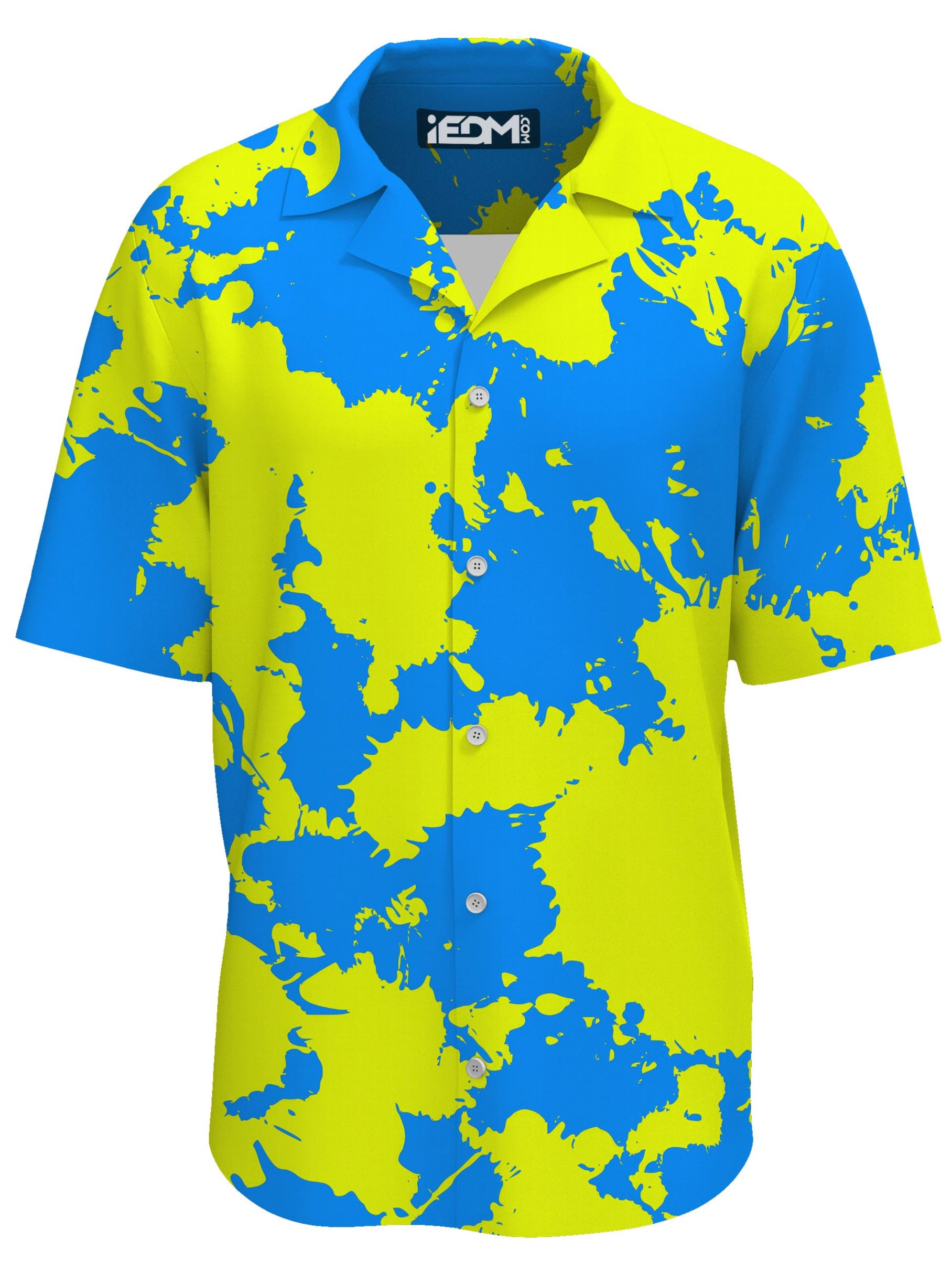 Yellow and Blue Paint Splatter Hawaiian Shirt, Big Tex Funkadelic, | iEDM