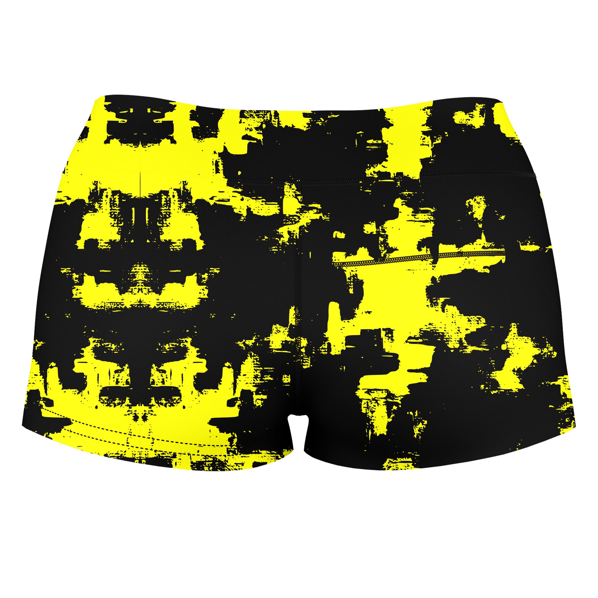 Black and Yellow Abstract High-Waisted Women's Shorts, Big Tex Funkadelic, | iEDM