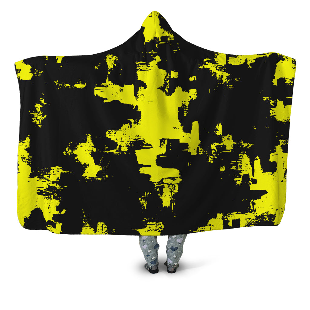 Black and Yellow Abstract Hooded Blanket, Big Tex Funkadelic, | iEDM