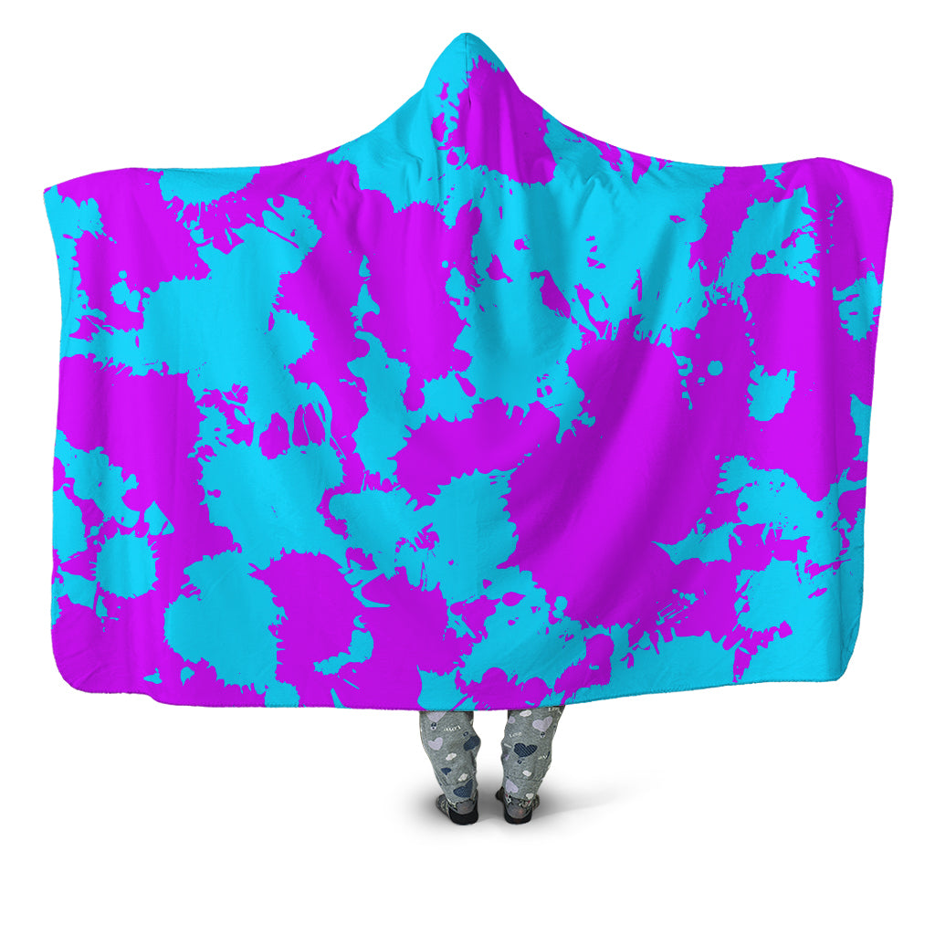 Blue and Purple Paint Splatter Hooded Blanket, Big Tex Funkadelic, | iEDM