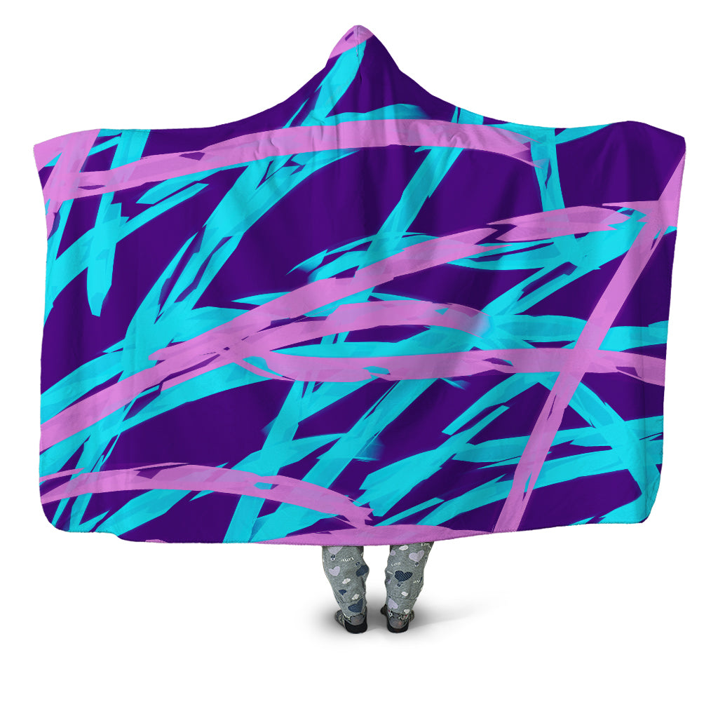 Purple and Blue Rave Abstract Hooded Blanket, Big Tex Funkadelic, | iEDM