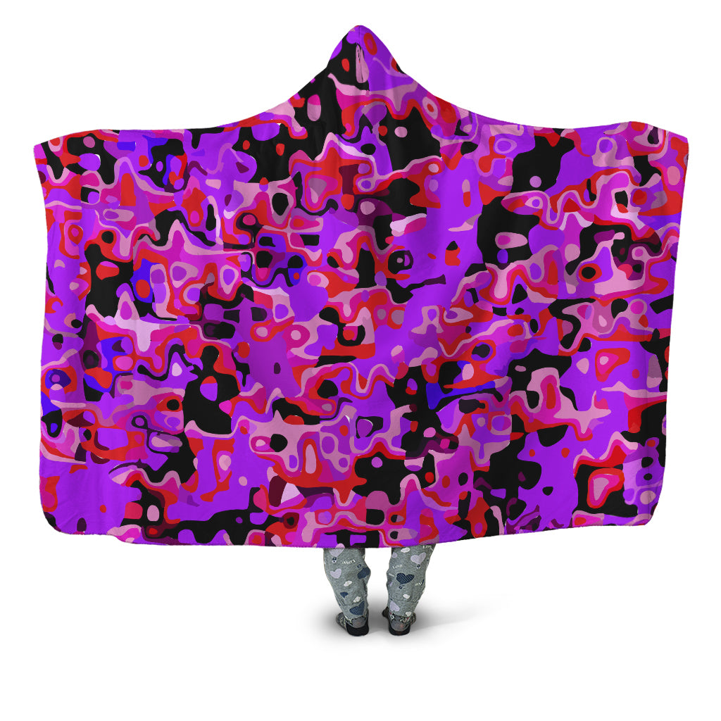Purple Red and Black Rave Camo Melt Hooded Blanket, Big Tex Funkadelic, | iEDM