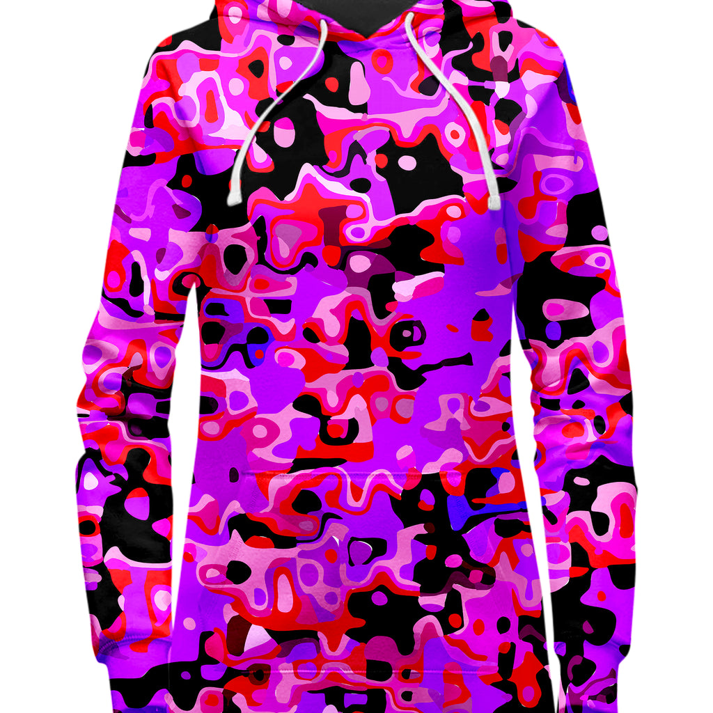 Purple Red and Black Rave Camo Melt Hoodie Dress and Leggings Combo, Big Tex Funkadelic, | iEDM