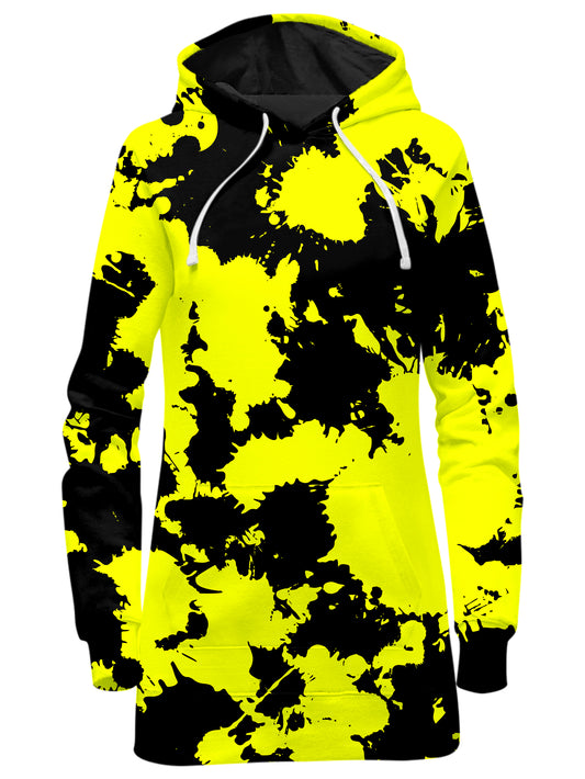 Yellow and Black Paint Splatter Hoodie Dress, Big Tex Funkadelic, | iEDM