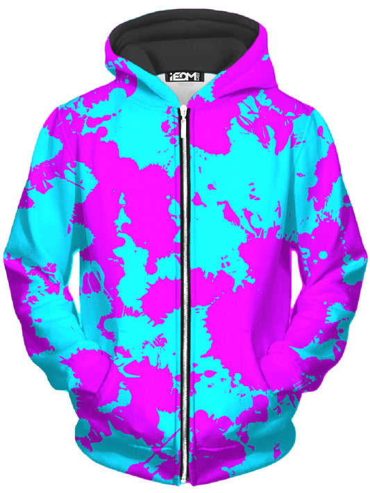 Blue and Purple Paint Splatter Unisex Zip-Up Hoodie, Big Tex Funkadelic, | iEDM