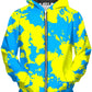 Yellow and Blue Paint Splatter Unisex Zip-Up Hoodie, Big Tex Funkadelic, | iEDM