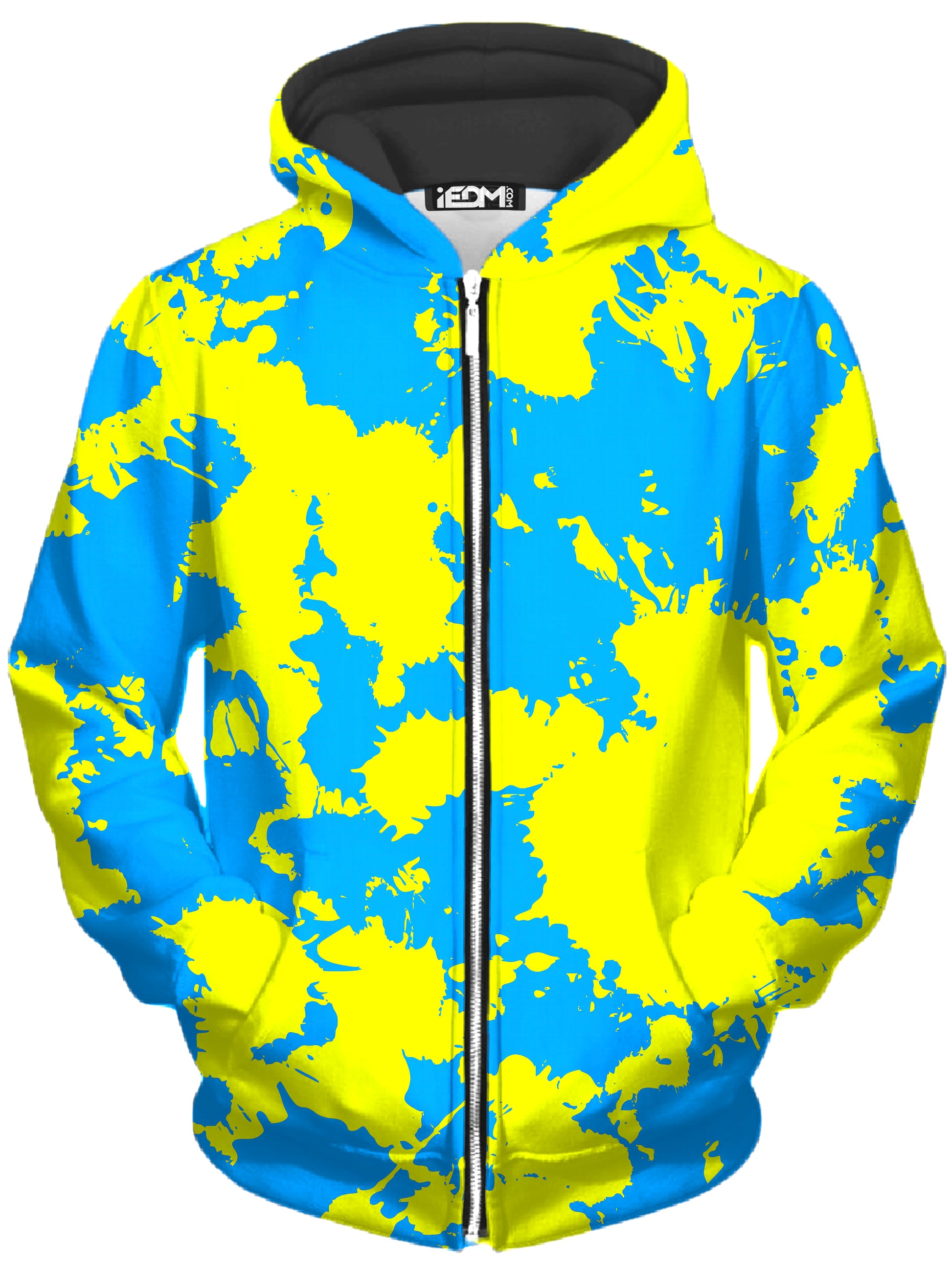 Yellow and Blue Paint Splatter Zip-Up Hoodie and Leggings Combo, Big Tex Funkadelic, | iEDM