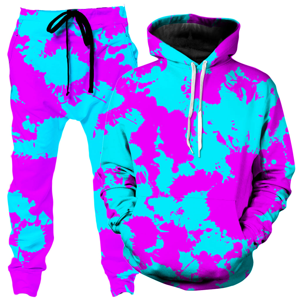 Blue and Purple Paint Splatter Hoodie and Joggers Combo, Big Tex Funkadelic, | iEDM